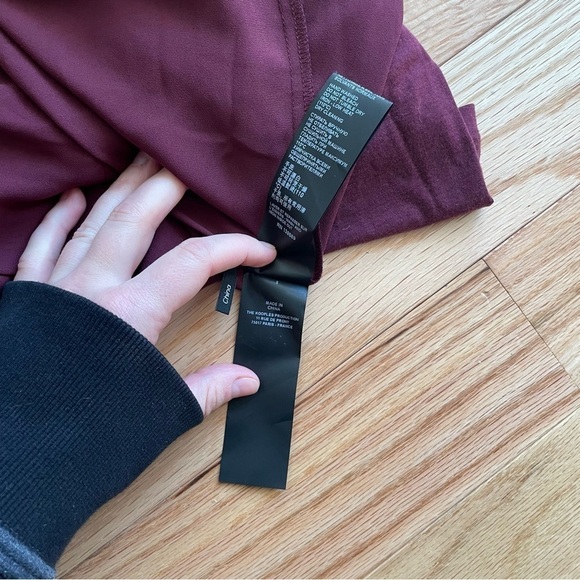 THE KOOPLES SPORT Burgundy Zip Front Mixed Media Long Sleeve Blouse Shirt Size S - Picture 8 of 10